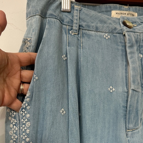 Maison Hotel Light Blue Embroidered Women's Flare Jeans - Picture 2 of 7